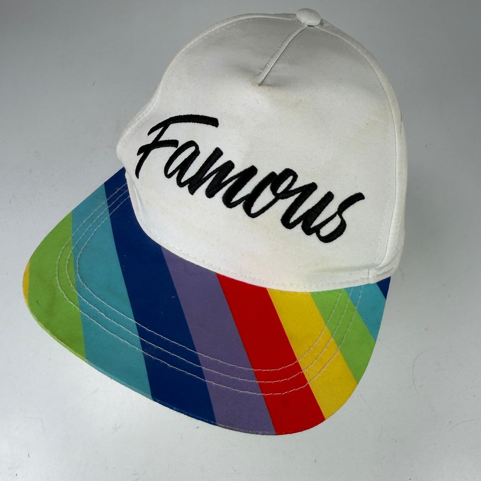 Disney Parks Hat Boys White Rainbow Famous Unicorn Adjustable Cap 57-58CM