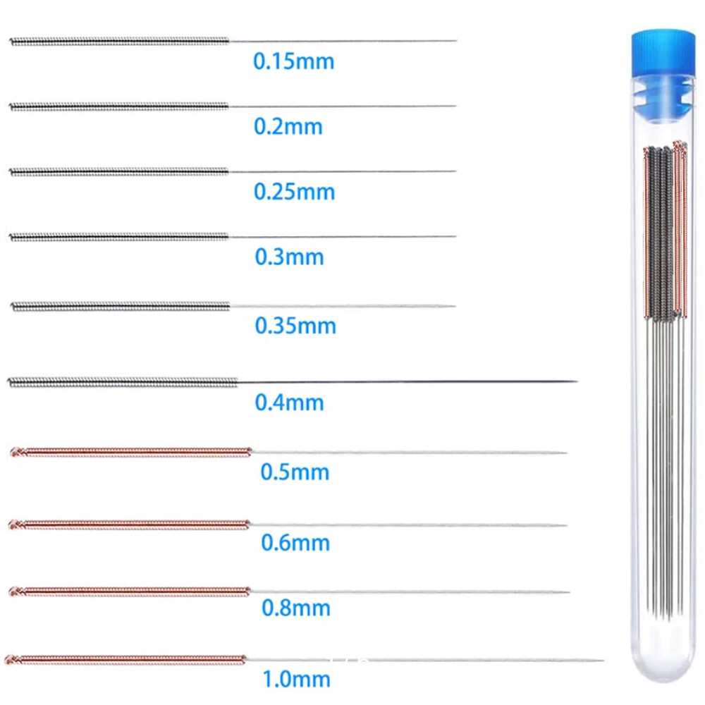 10pcs Stainless Steel Nozzle Cleaning Needles Tool 0.15-1mm Drill 3D Printer