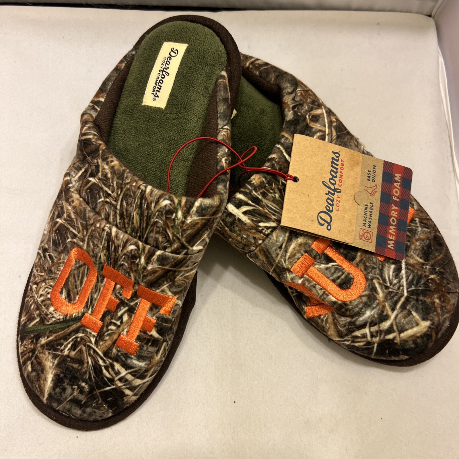 Dearfoam Camo Slippers Men Size 7/8 Memory Foam