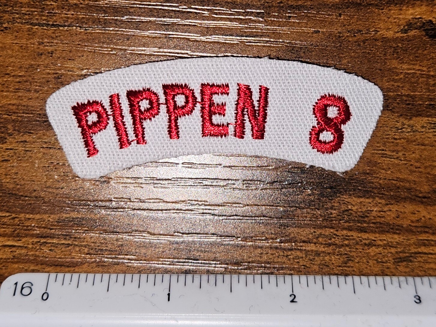 Scottie Pippen #8 Vintage NBA Basketball Chicago Bulls Sew On Wht Rocker Patch