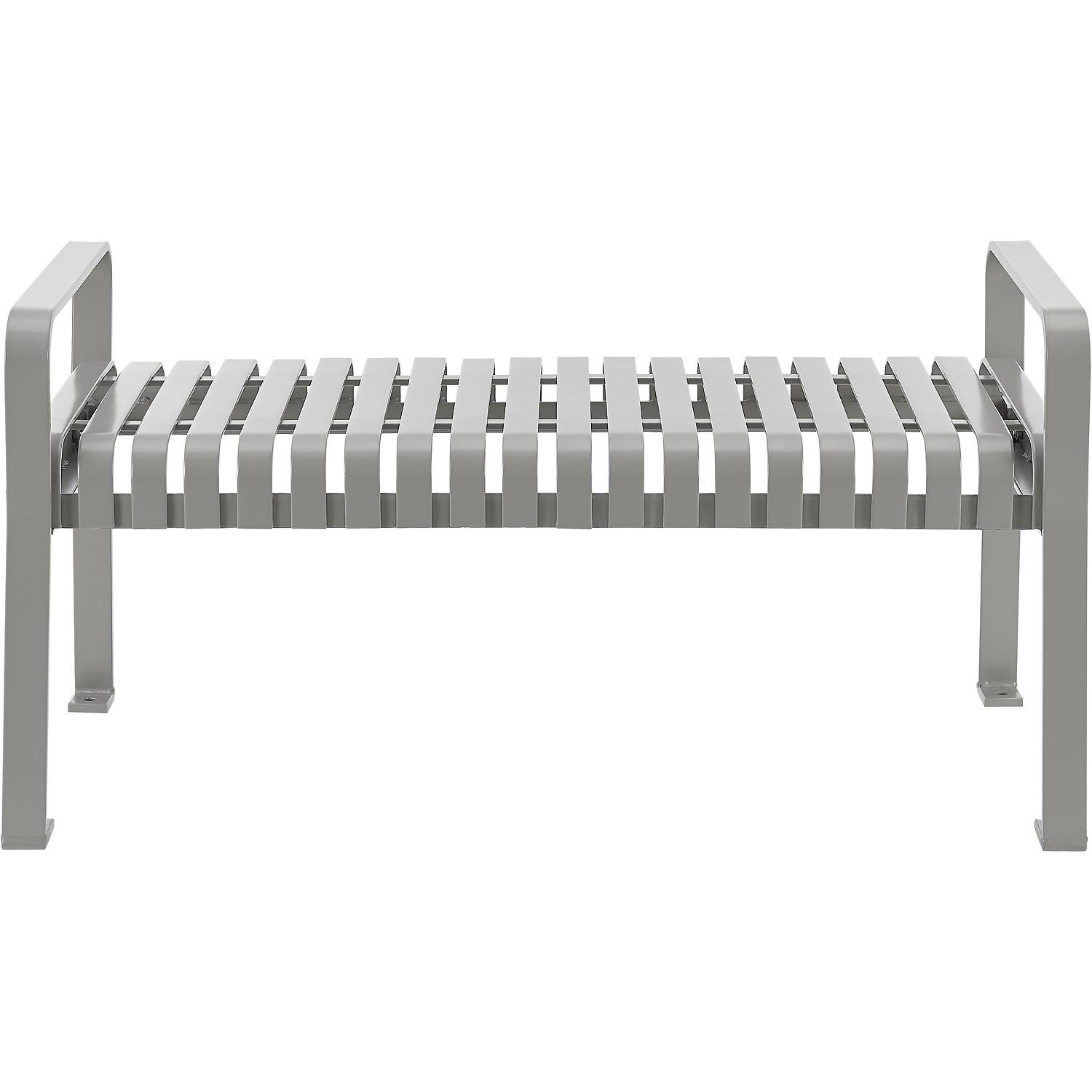 Global Industrial 48" L Outdoor Steel Slat Park Bench Without Back Gray