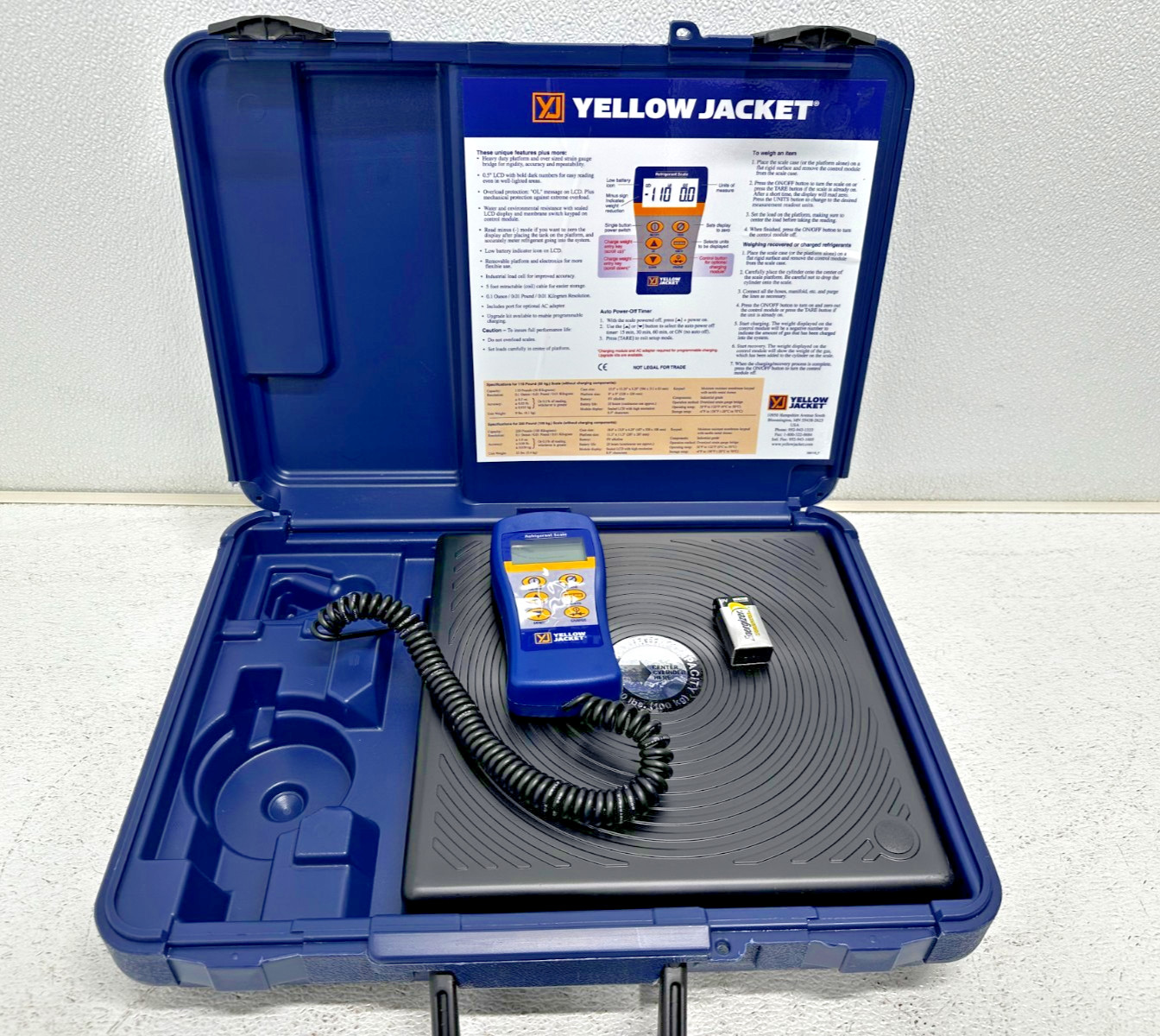 New Yellow Jacket 68812 Electronic Refrigerant Scale 220 lbs 44E