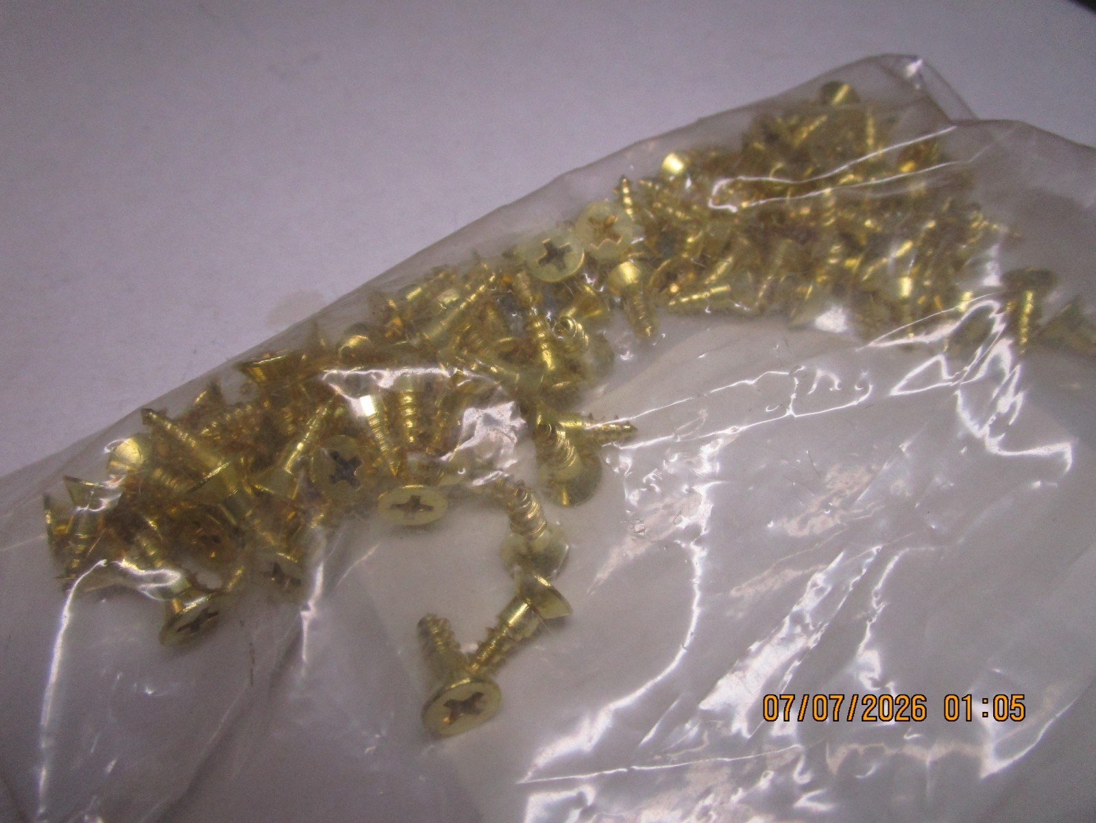 #8-15 x 1/2" Flat Head Phillips Sharp Pt Plain Finish Brass Wood Screw QTY 100