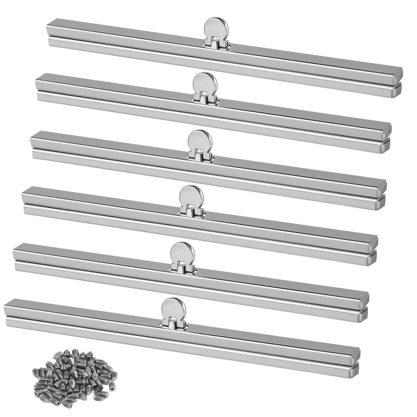 6 Pieces Clasp Lock Packs,7.48Inch Metal Purse Frame Kiss Clasp Lock with Com...