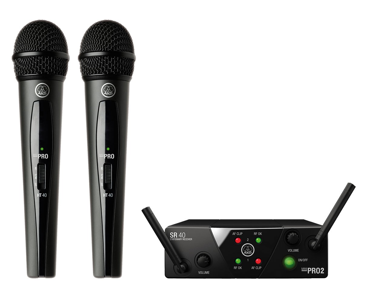 AKG WMS40 Mini Dual Vocal Set Wireless Handheld Microphone System (Band A/C)