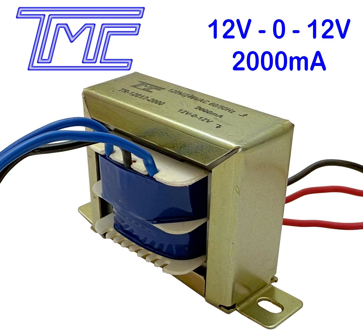 Transformer Center Tap 110/220VAC to 24V AC  12V-0-12V AC, 2000mA (2A), TMC USA