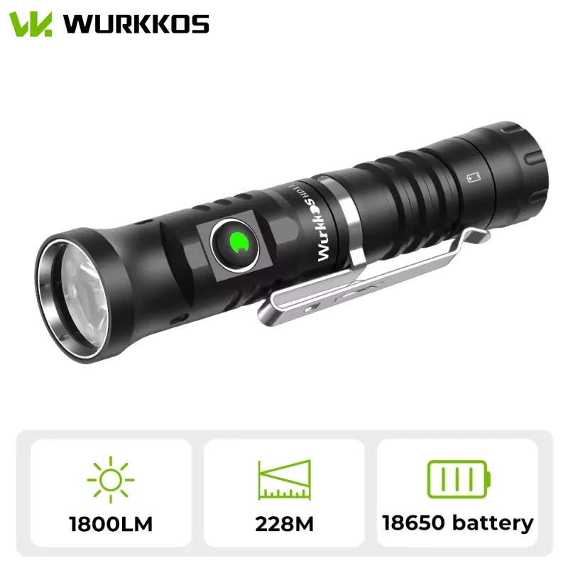 HD11 90° Folding 18650 LED Flashlight Red Light Max 1800LM IP68 with Mag