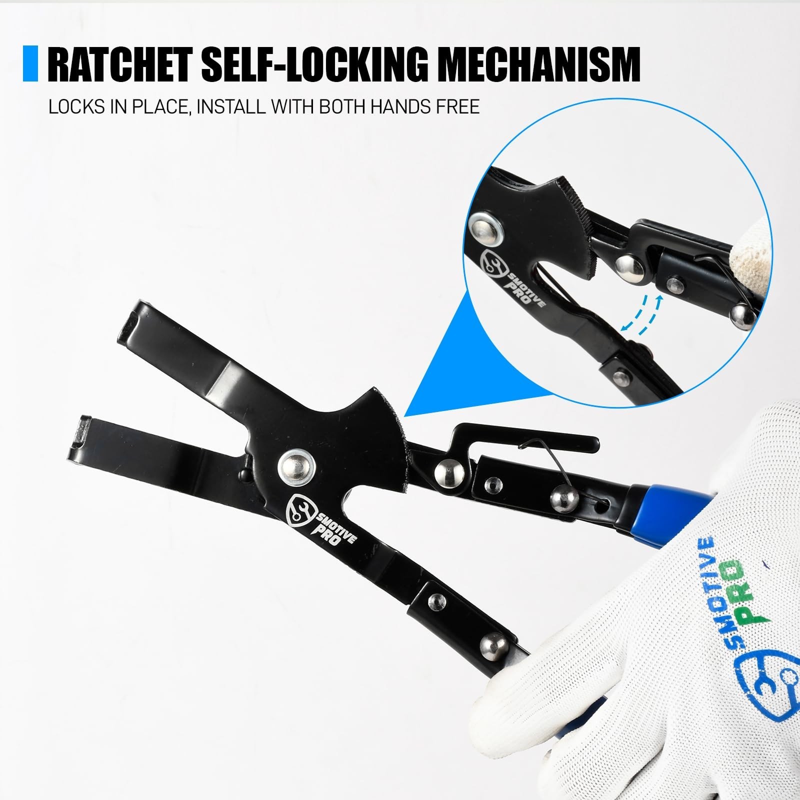 SMOTIVEPRO 8PCS Piston Ring Compressor Set with Self-Locking Ratchet Pliers |...