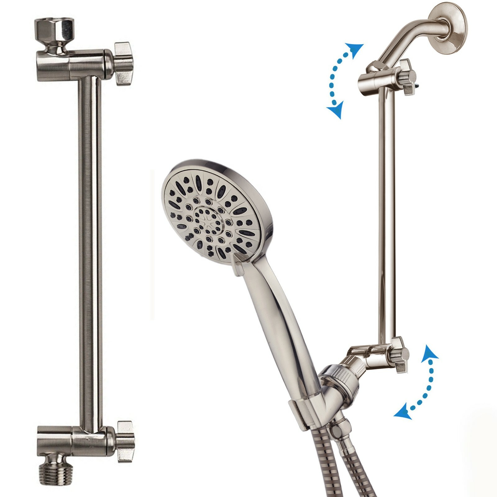 Hotel Spa 11" Solid Brass Adjustable Shower Extension Arm, Brushed Nickel