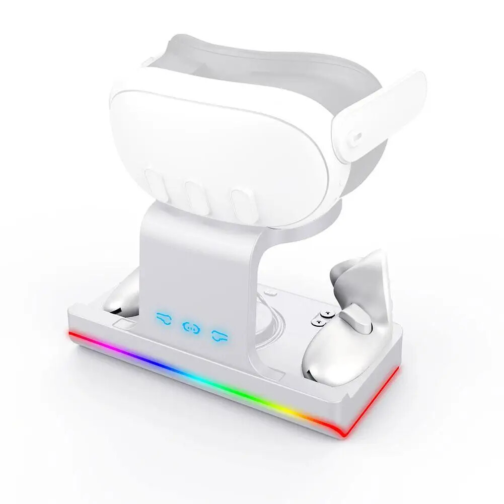 VR Charging Station for Meta Quest 3 Controller Charging Stand  RGB Light