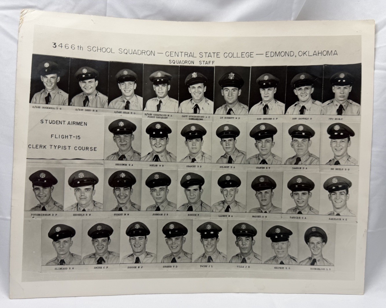 Vtg USAF 3466 School SQ Central St College Edmond OK Clerk Course Photo 11X14