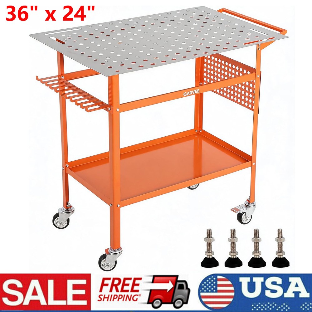 Welding Table 36"x24" Welding Table with 800LBS Welding Workbench Table Orange
