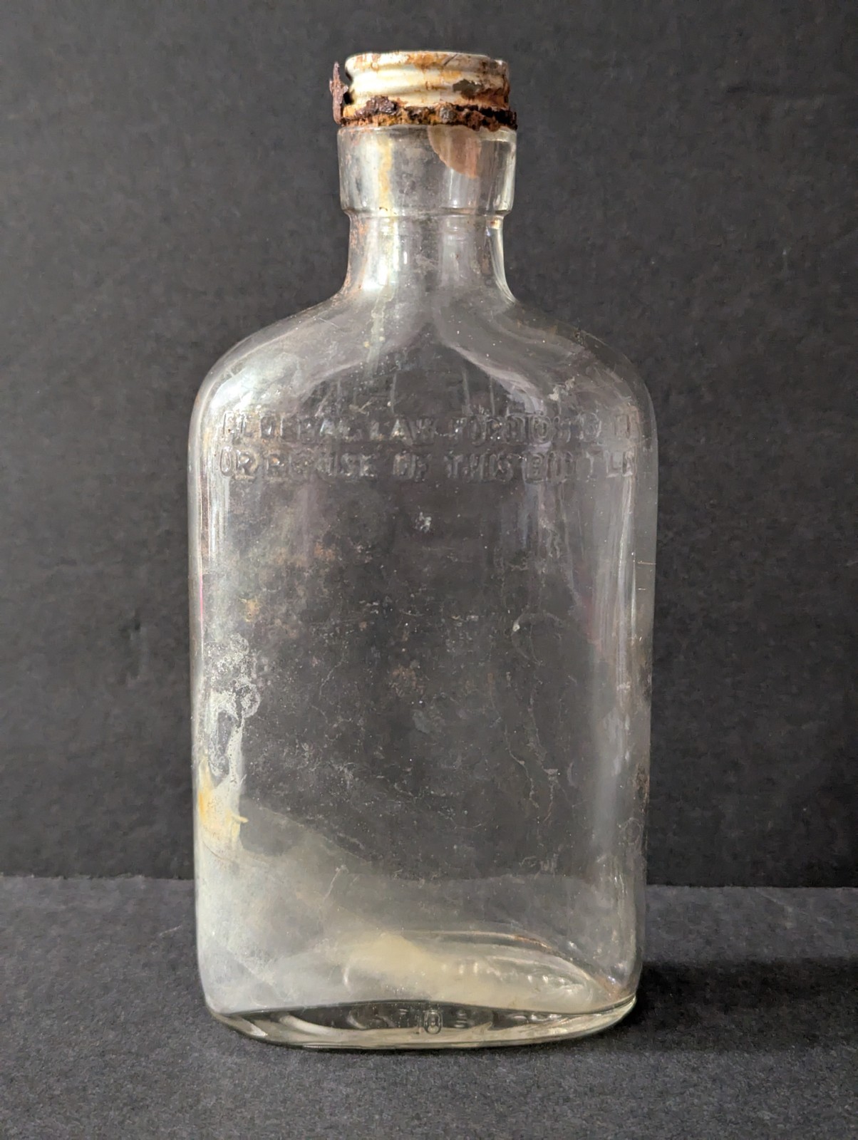 Clear 1/2 Pint Federal Law Forbids Sale Or Re-Use of This Bottle w/Metal Lid