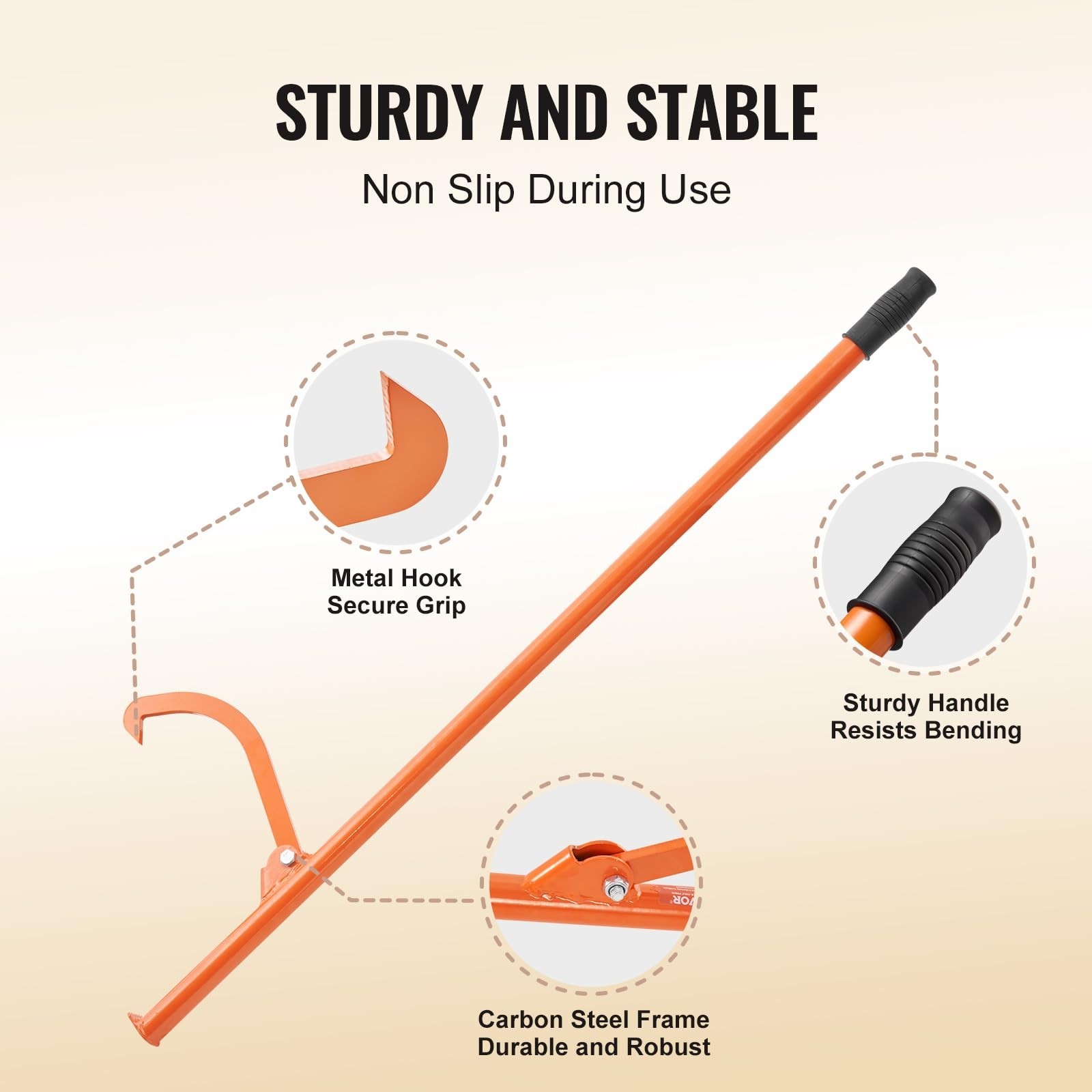 46.5'' Heavy Duty Cant Hook Logging Tool, Adjustable Log Roller & Lifter, Forest