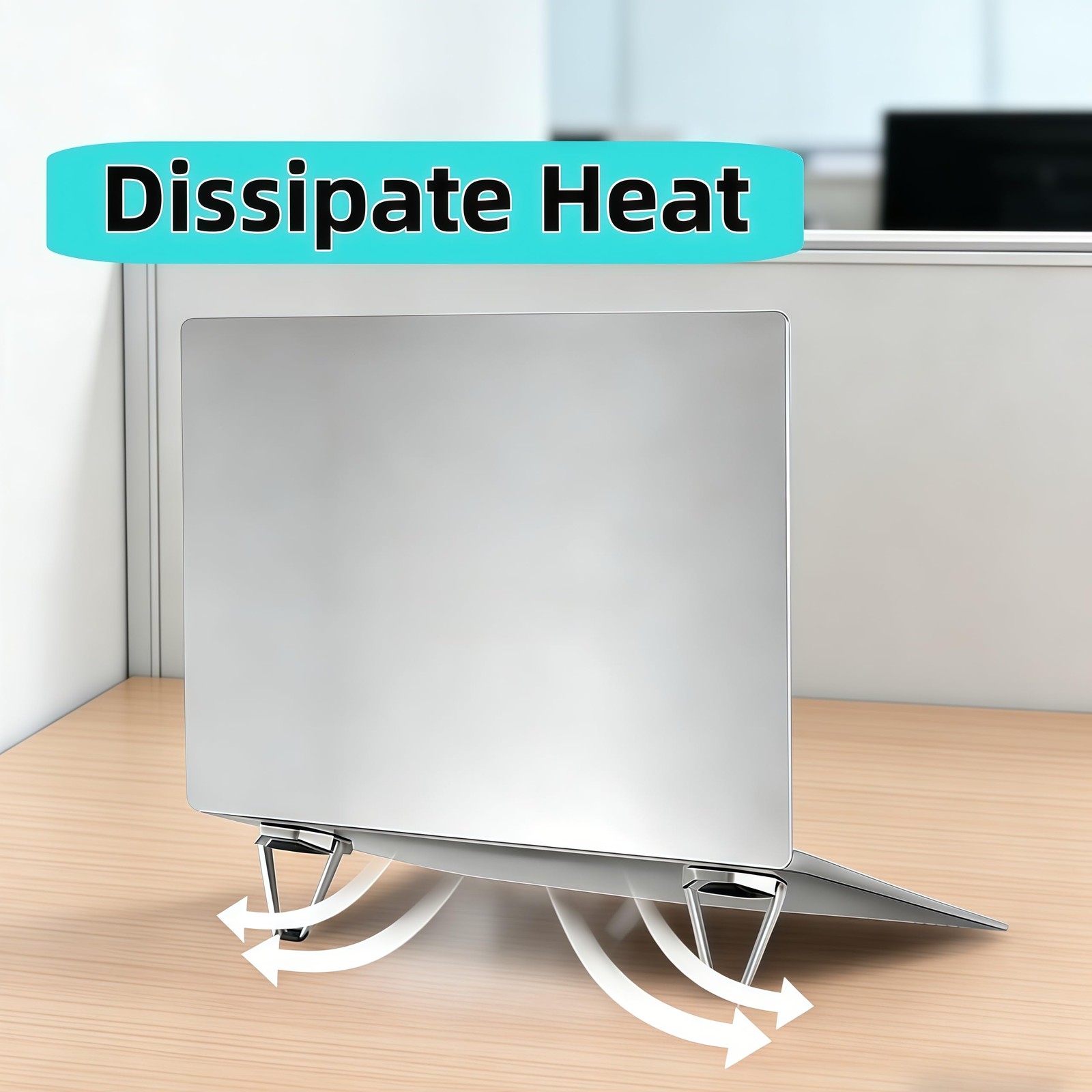 Foldable Laptop Stand Portable Invisible Cooling Riser Feet Legs Silver 2PCS