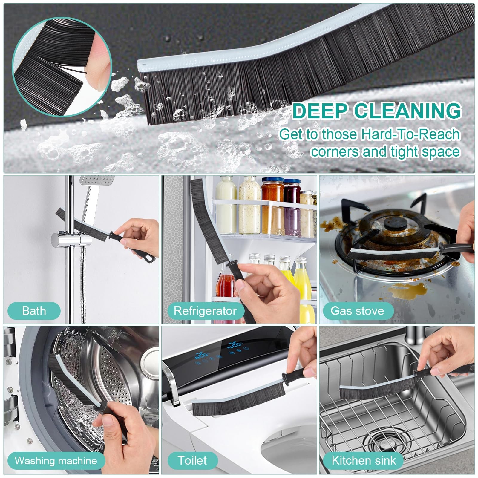 Crevice Cleaning Brush, New Multifunctional Gap Cleaning Brush Tool, Thin 5 pcs