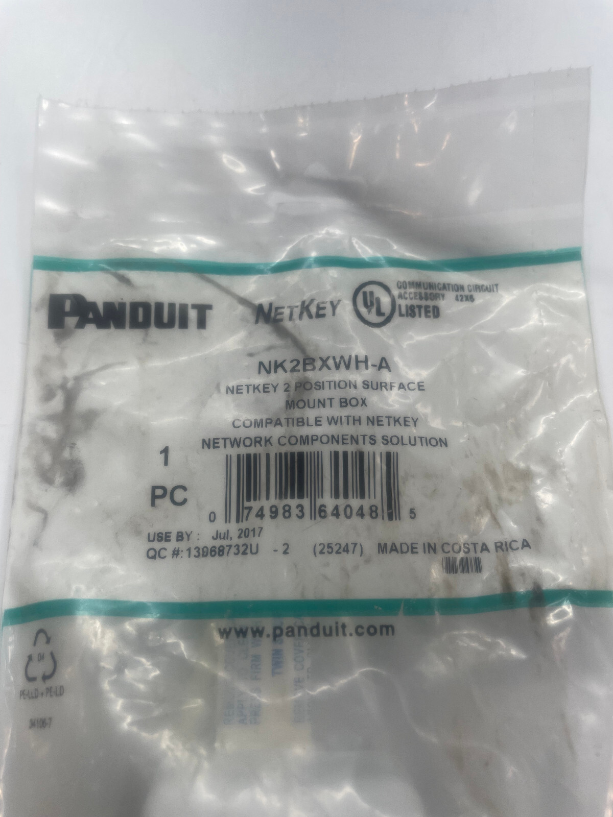 Panduit 2-Port Surface Mounting Box for LD3/LD5 Fitting White NK2BXWH-A