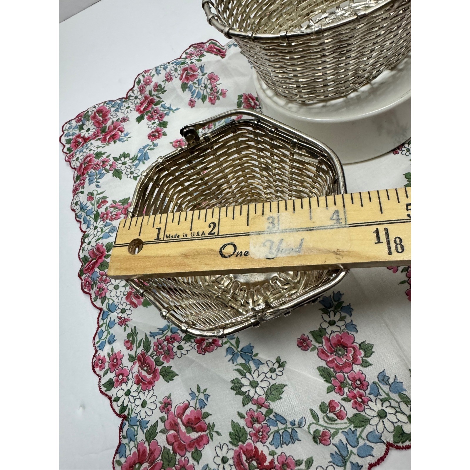 Vintage 2 Silver Plated Small Woven Wire Baskets AMC New York Easter Decor
