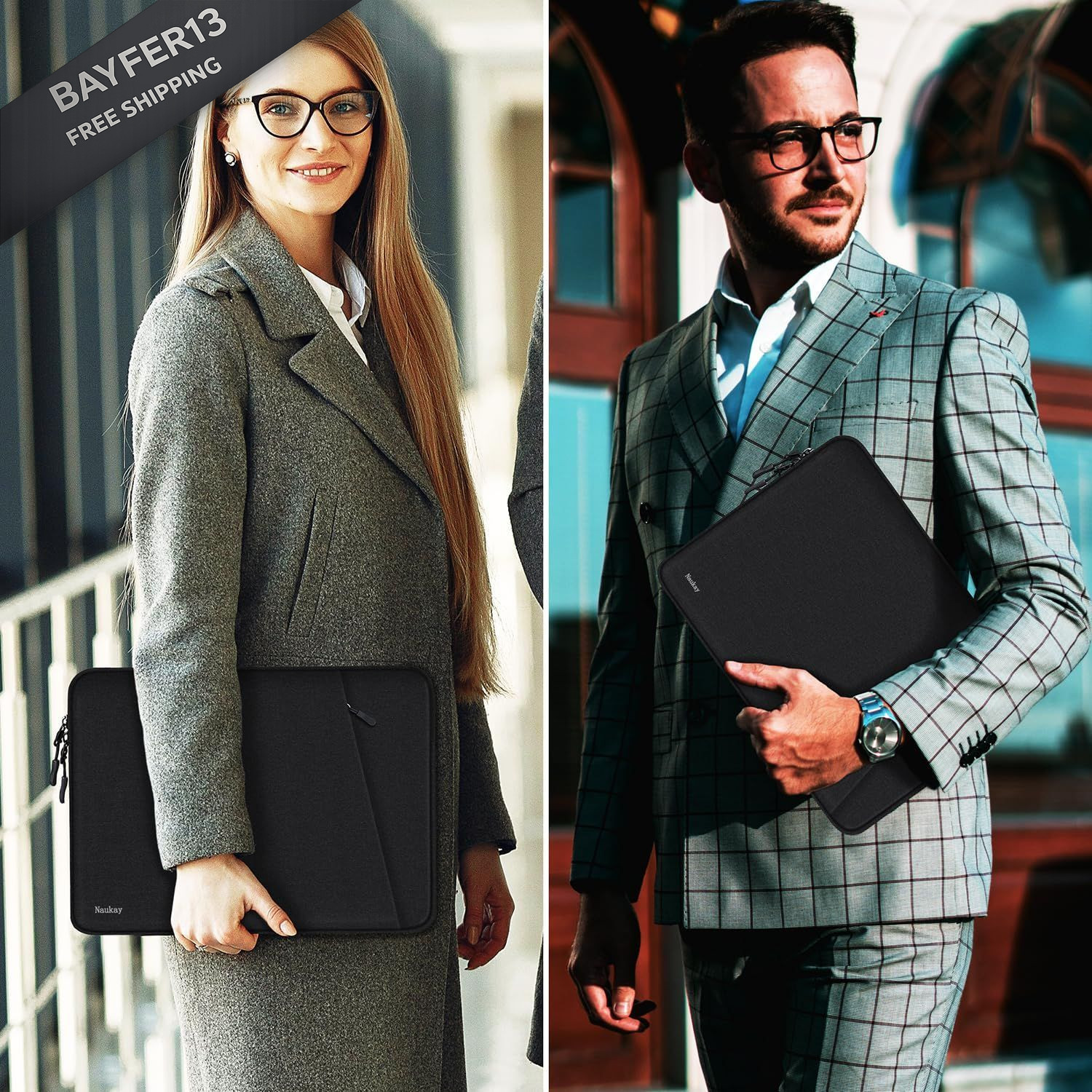 Laptop Case 15.6 inch, Shockproof Protective Computer Sleeve Black