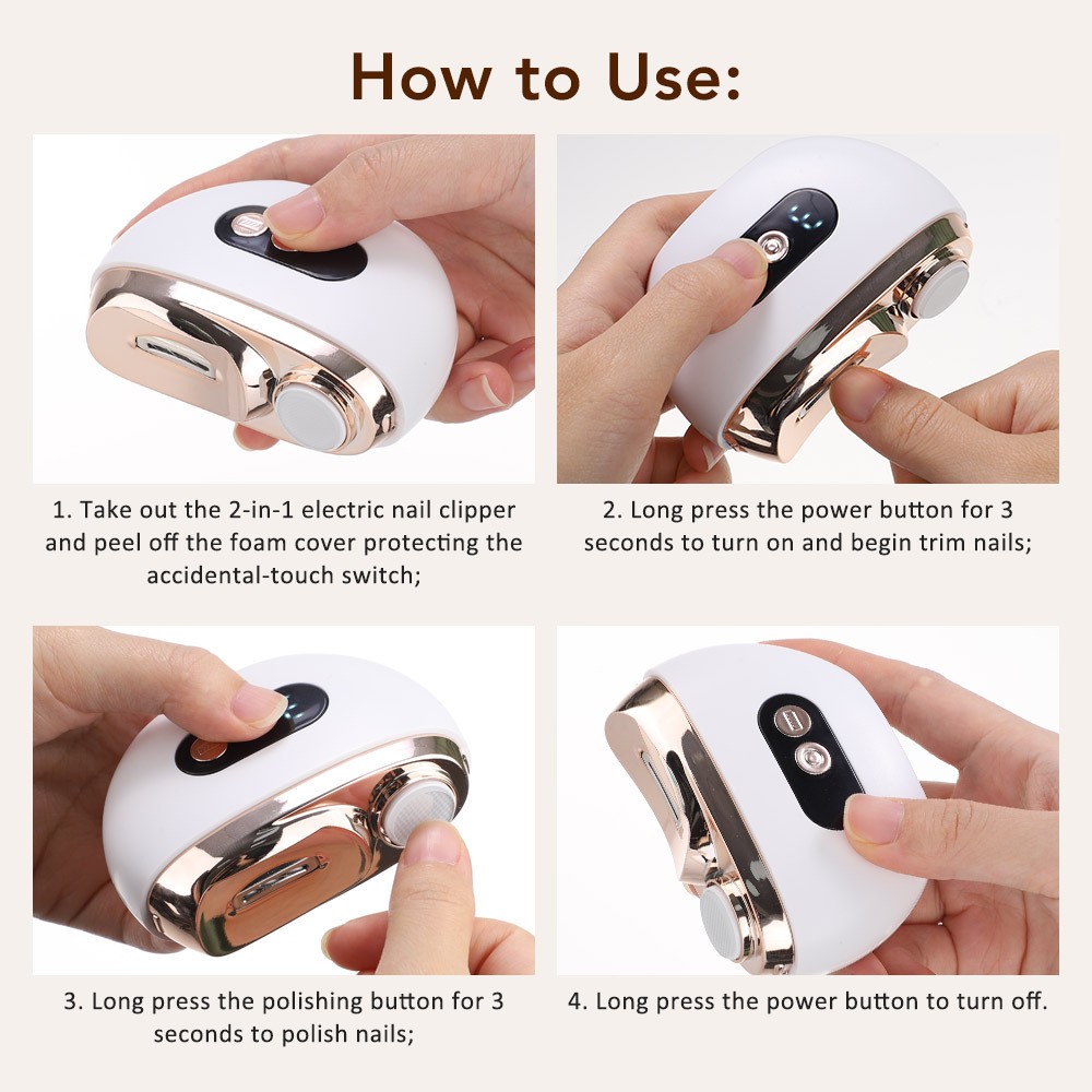 Electric Nail Clipper & LED Nail File Automatic Trimmer with 3-Speed Adjustment