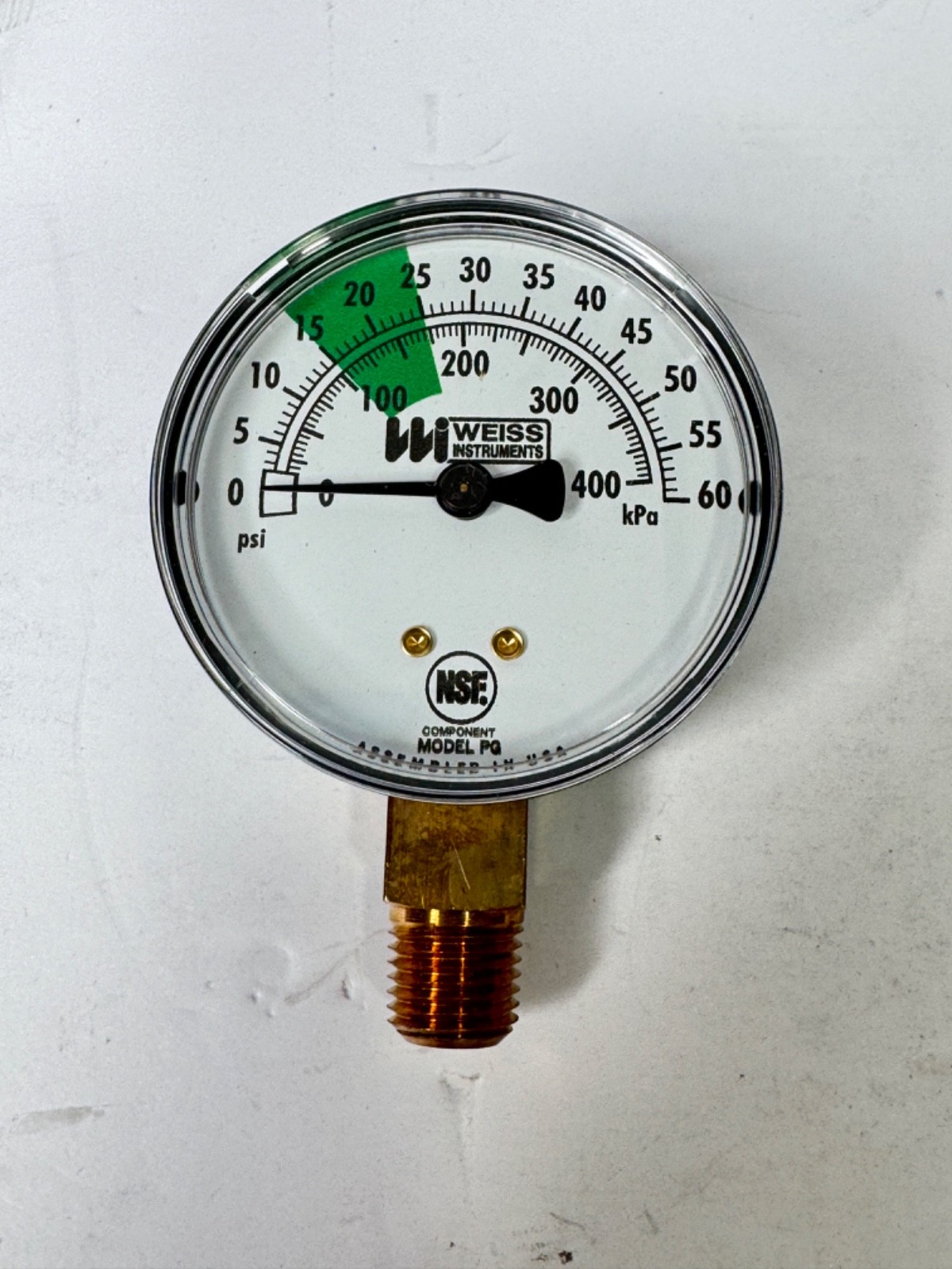 WEISS INSTRUMENTS NSF MODEL PG PRESSURE GAUGE 0-60 Psi