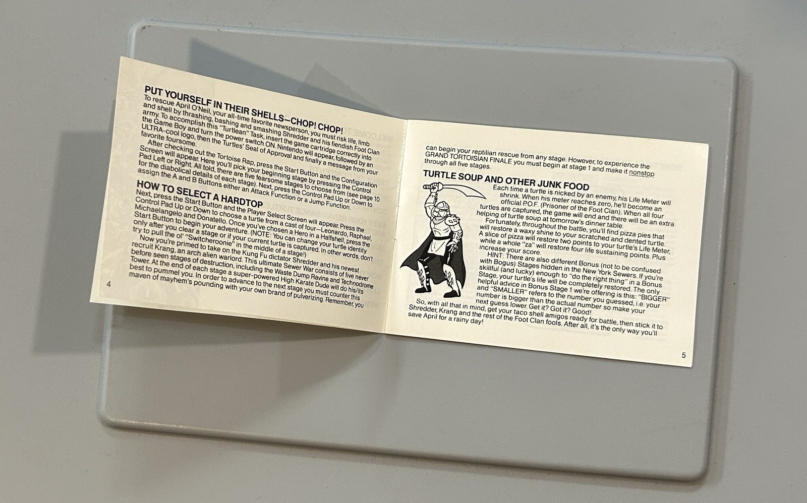 TMNT Fall of the Foot Clan (Nintendo Game Boy GB) Original Instruction Manual