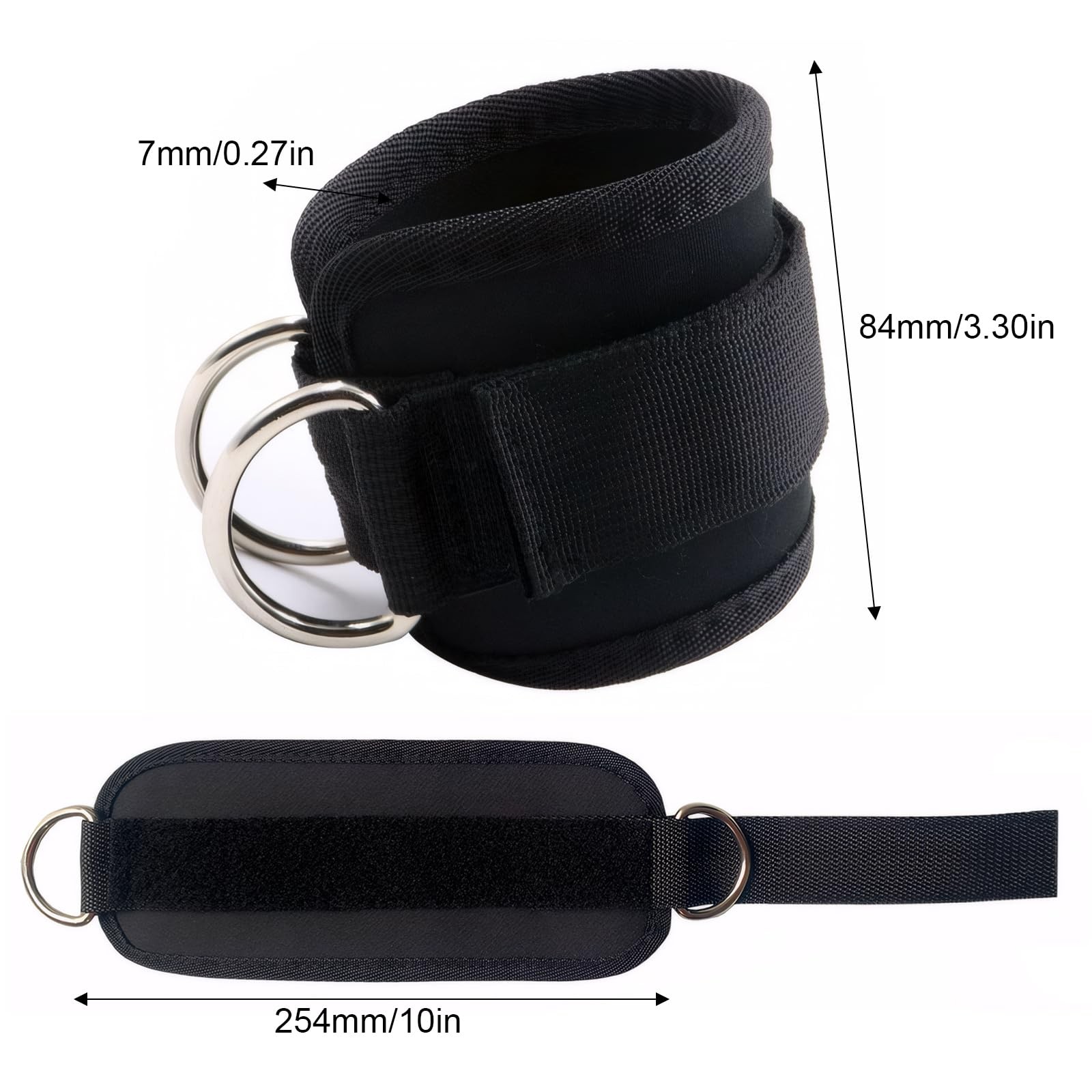 2 PCS Weightlifting Straps with D Ring,Adjustable Wrist Cuffs Black