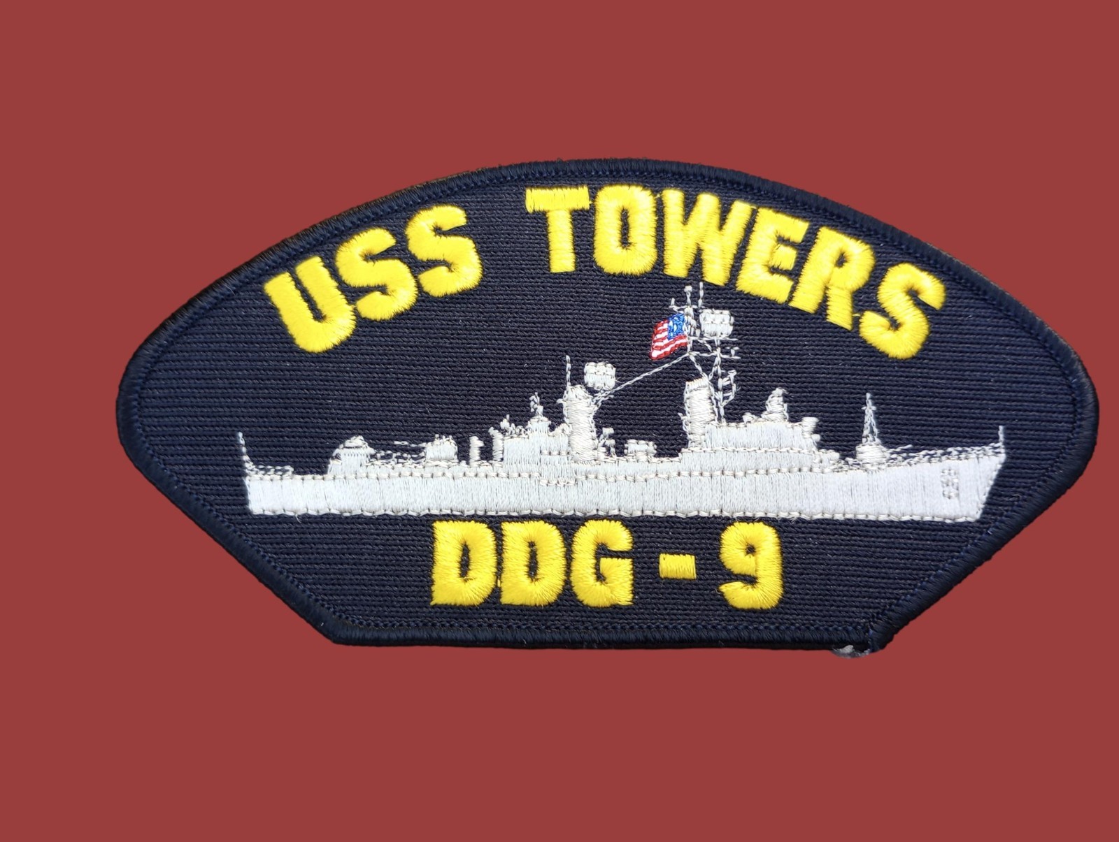 USS TOWERS DDG-9 U.S NAVY SHIP HAT PATCH U.S.A MADE HEAT TRANSFER