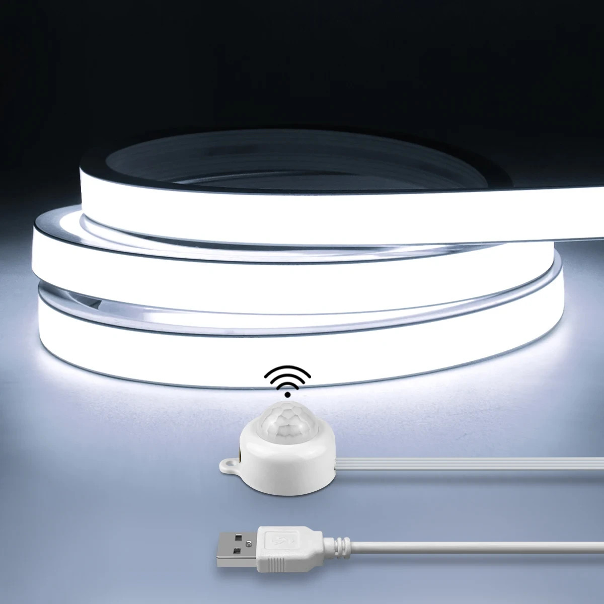 Smart PIR Motion Sensor COB LED Strip Neon Light Waterproof, Auto On/Off (1m–5m)