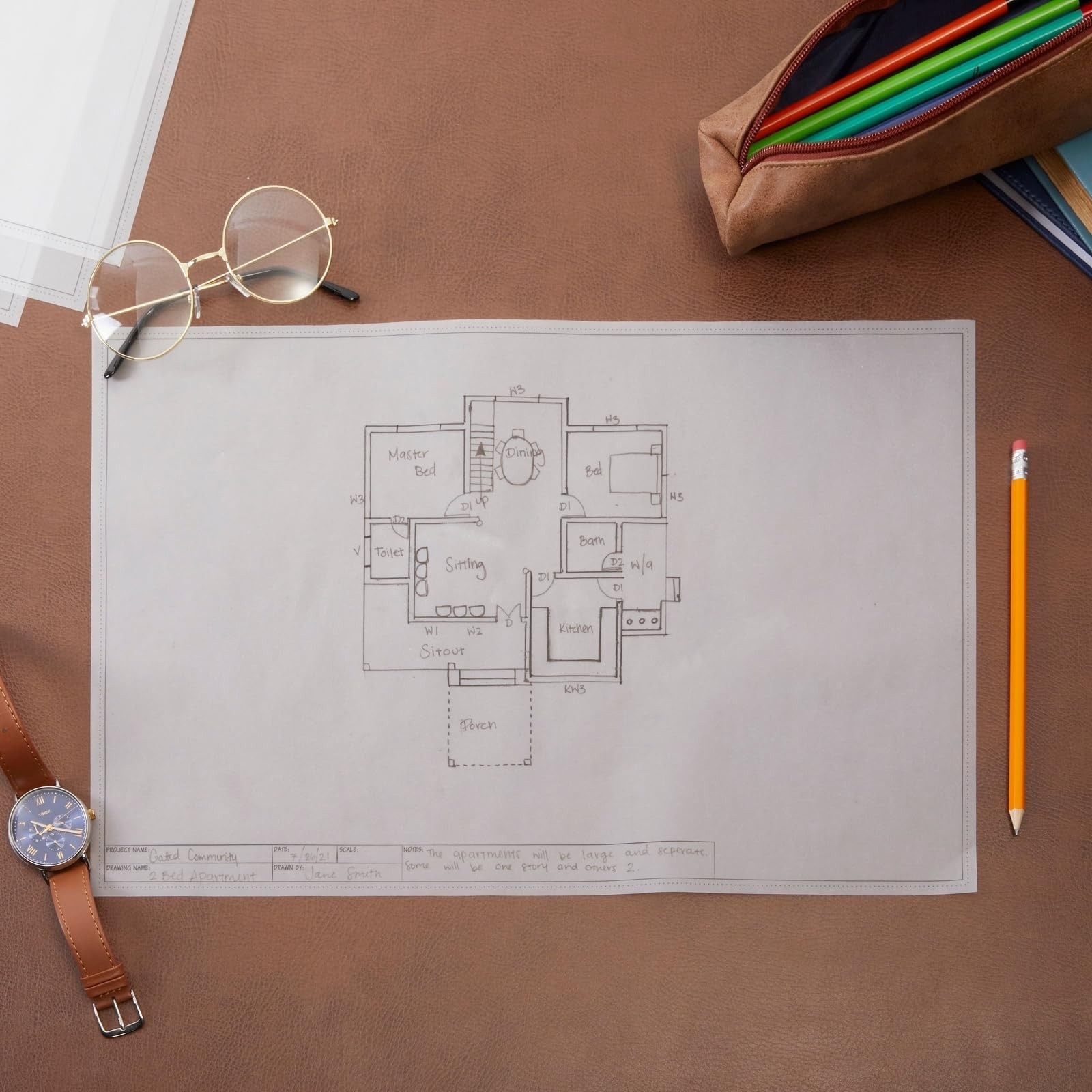 Architectural Drafting Vellum Paper Sheets - 11 x 17 in, 20 Sheets - Plain Tr...