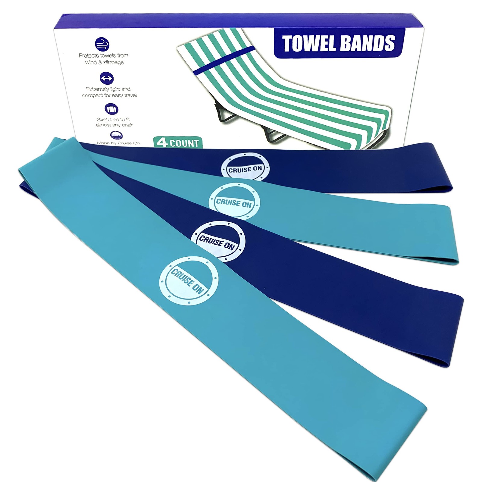 Towel Bands for Cruise Chairs 4 Pack Better Alternative to Towel Clips for Be...