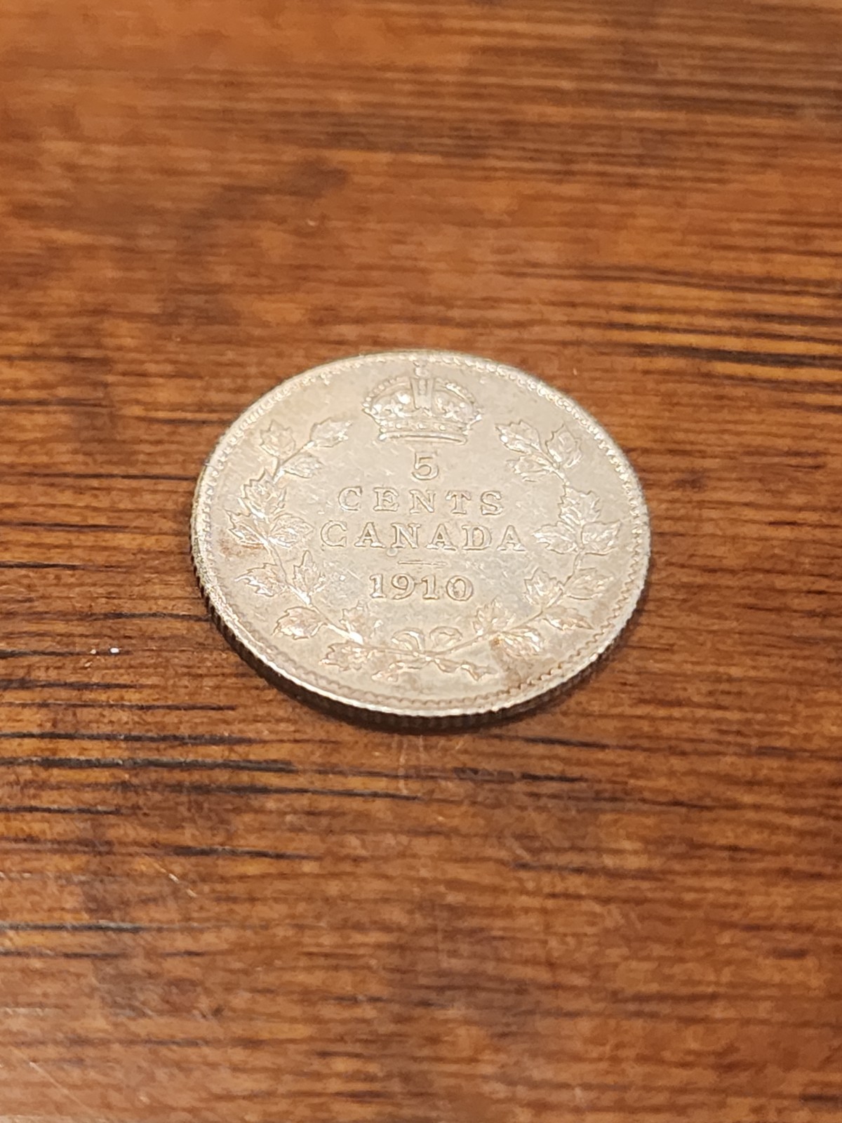 1910 Canada 5 Cents Silver Coin