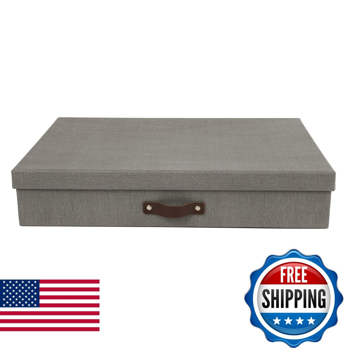 Bigso Sverker 9341C64 Canvas Fiberboard Storage Box 17.1x12.2x3.3 Grey