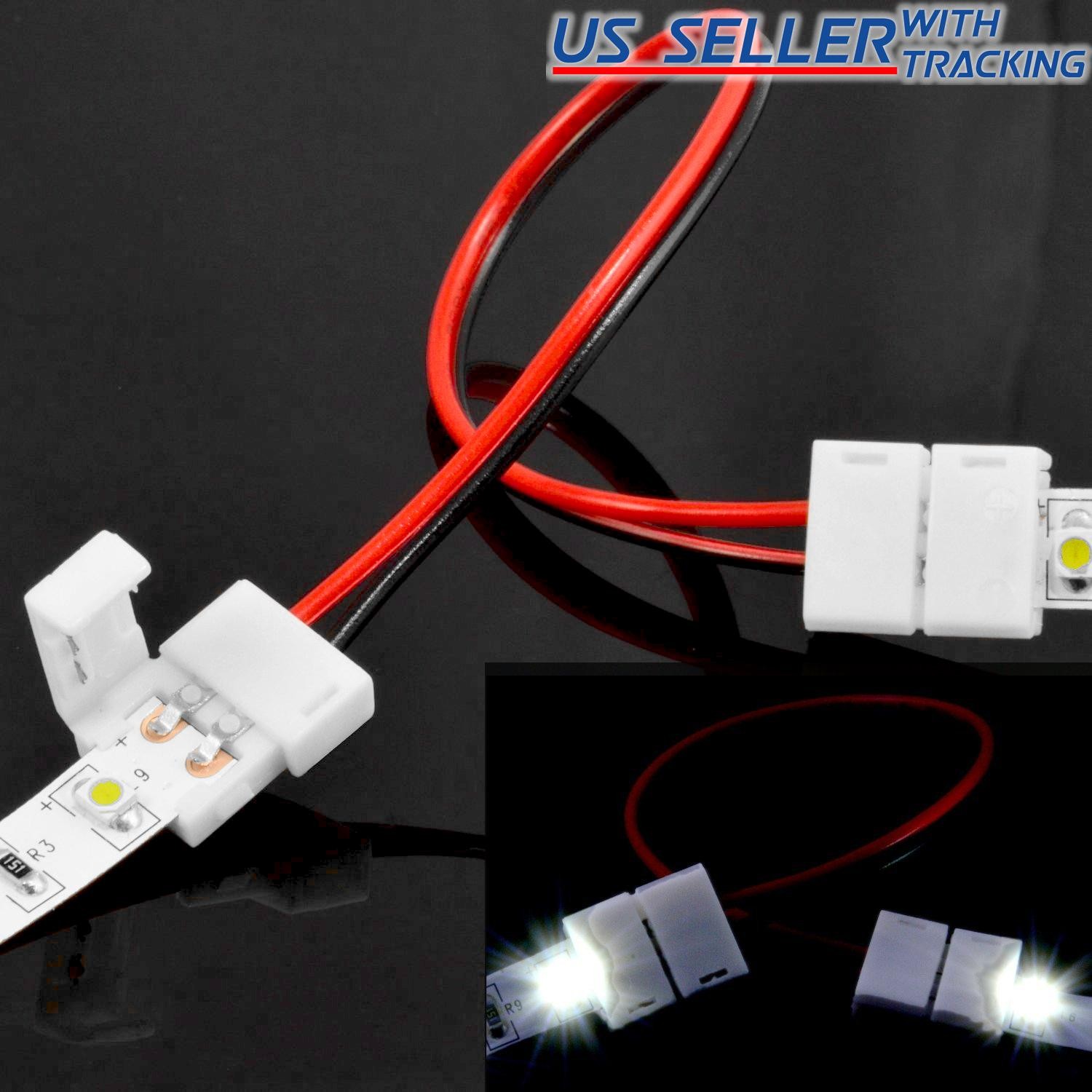 (10-pack) 8mm 6-Inch 2-wire Solderless Flexible Coupler for 2835 LED Strip Light