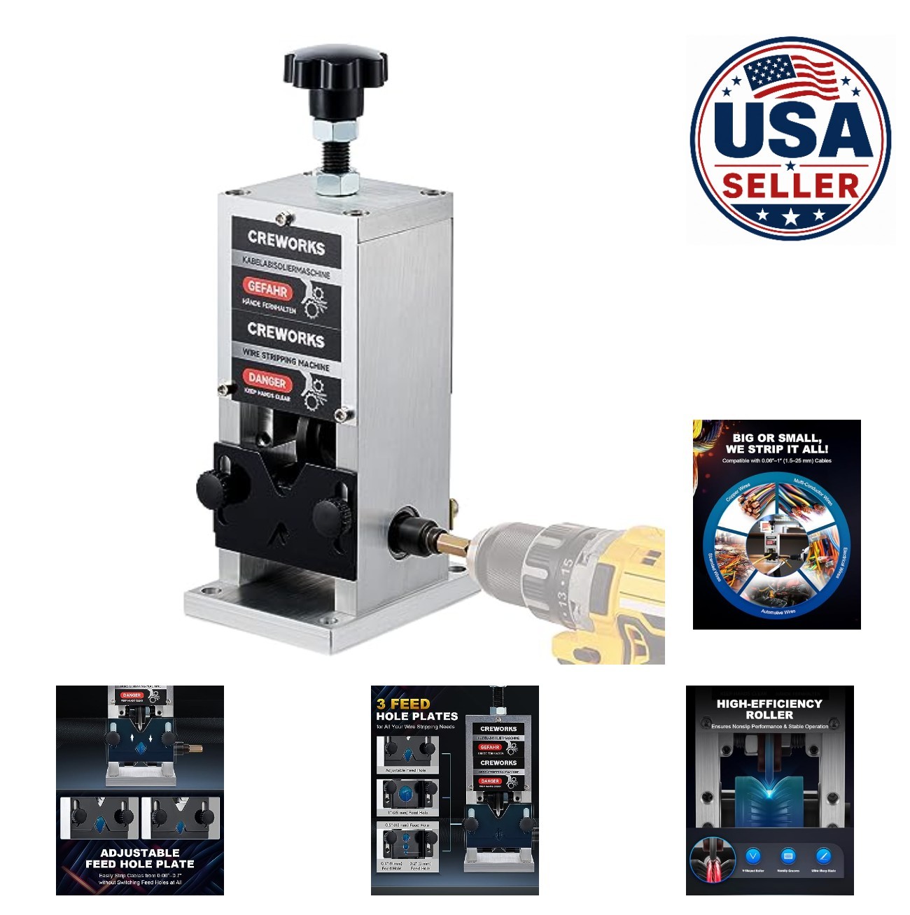 Manual Wire Stripper Machine 0.06 to 1 Inch 25mm Scrap Cable Drill Powered