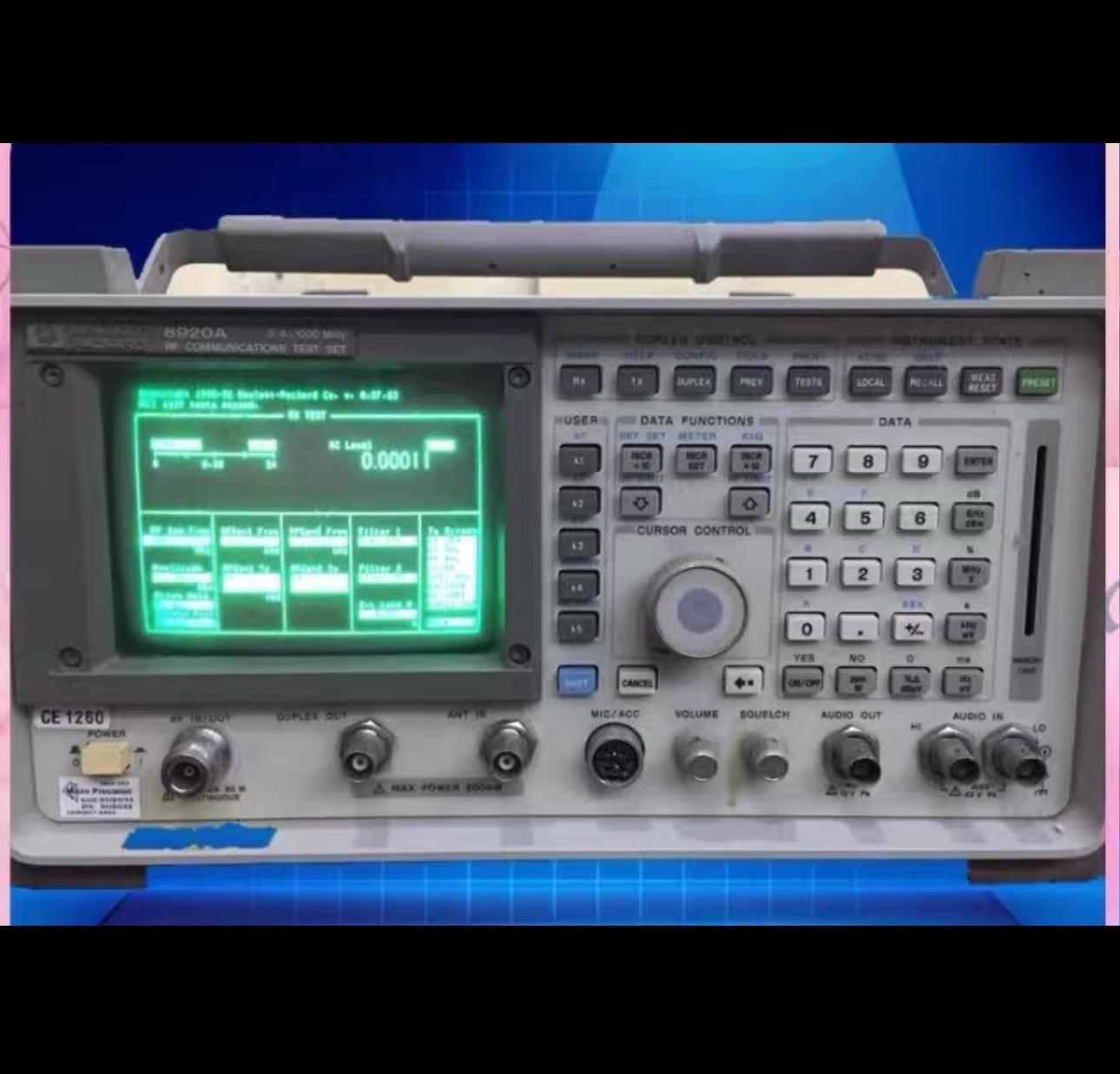 AGILENT/HP 8920A RF Communications Test Set, 0.4 - 1000 MHz 100W OPT:102 106