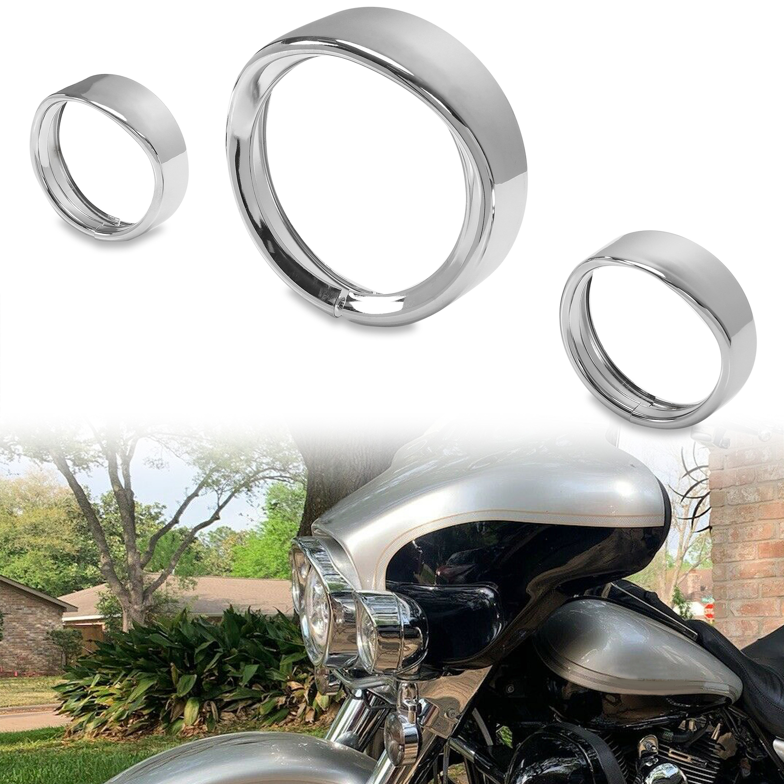 Fit For Harley Touring 94+ 7" Headlight 4.5 Passing Light Trim Ring Bezel Visor