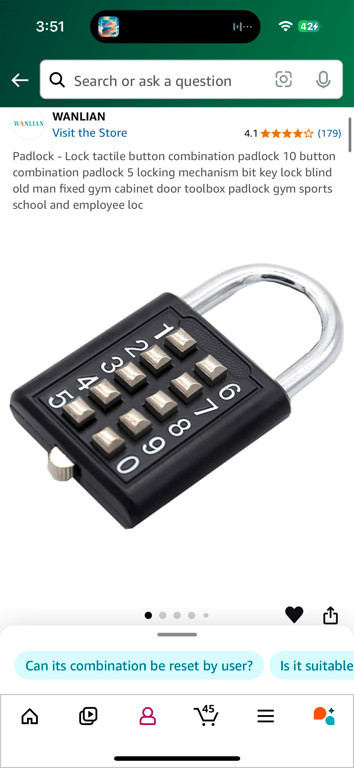 MroMax 1Pcs 10-Digit Combination Padlock Push Button Lock for Locker Gym, Case,