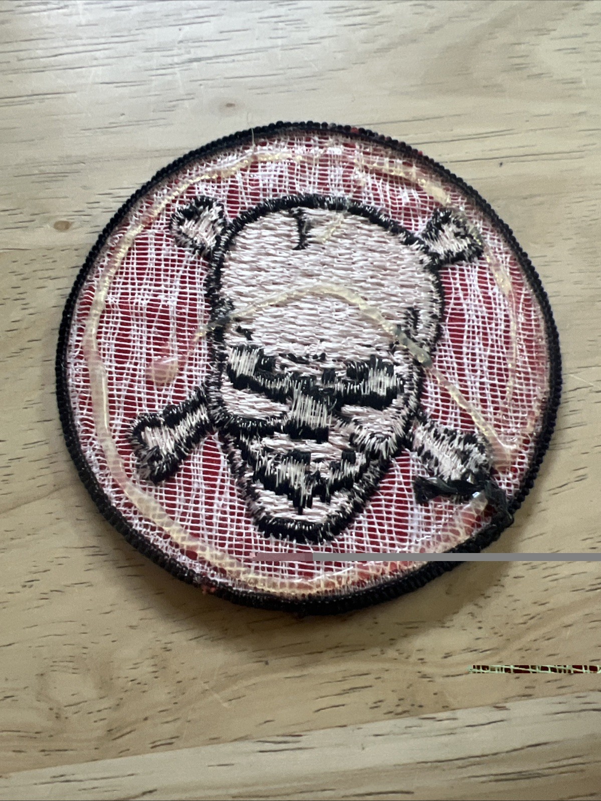 Vintage Style Embroidered Skull & Cross Bones Patch – Red/Black Biker Patch
