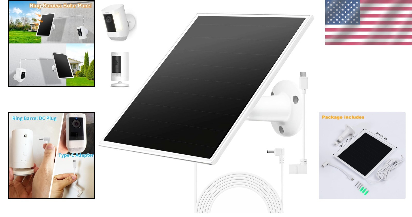 Fast Charging Solar Panel for Ring Camera - Waterproof & Easy Installation