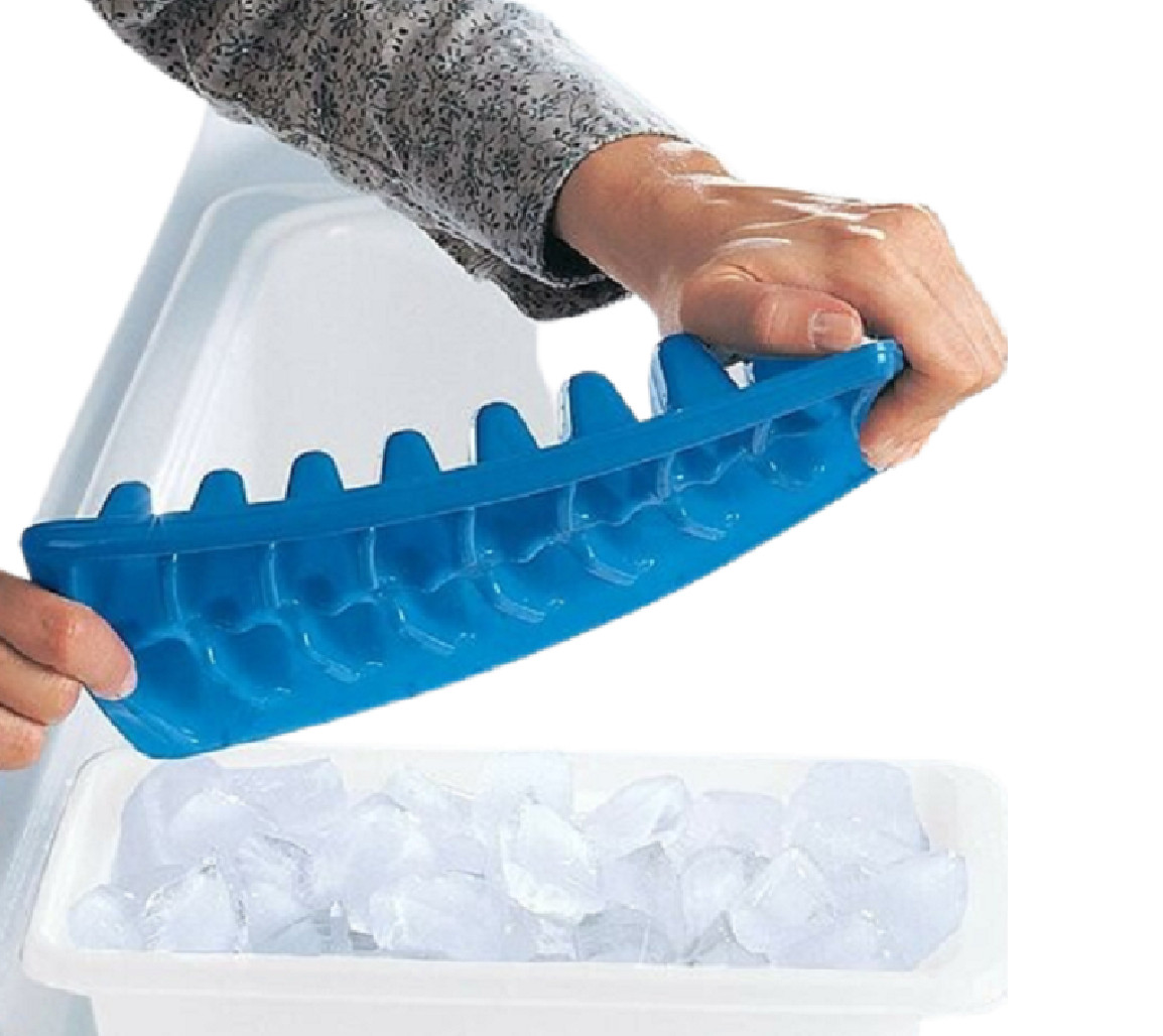 4-Pack Stackable Ice Cube Trays BPA Free 12 Cubes Each White & Blue Multi-Use