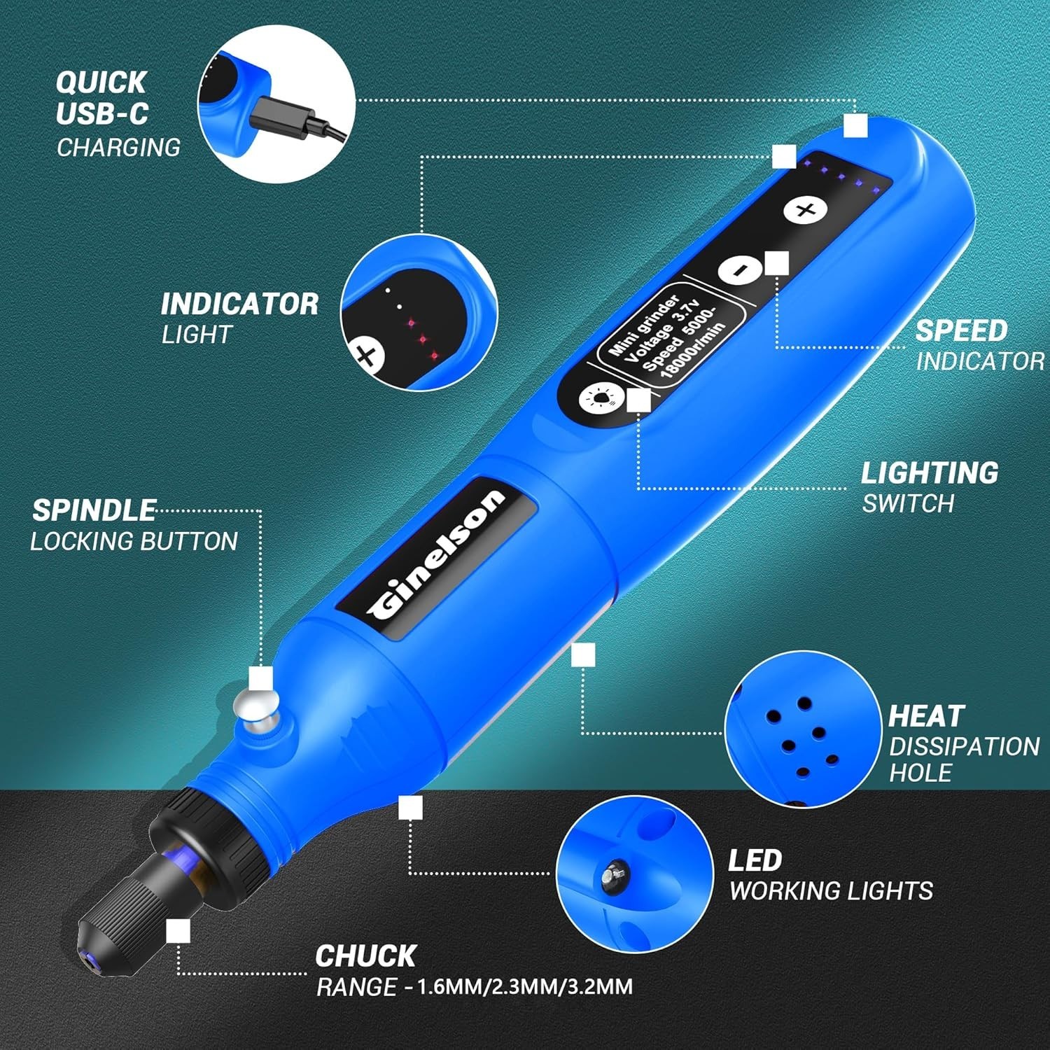 High-Performance Cordless Rotary Tool Set - 5-Speed Variable Control for DIY Use