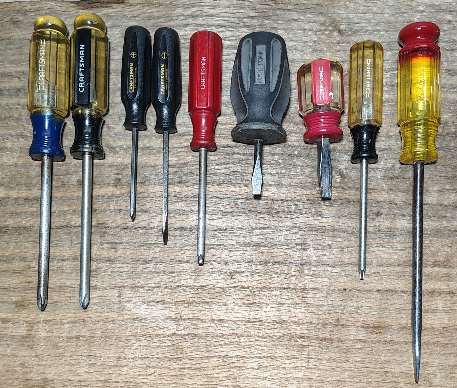 Vtg Lot Of 8 Craftsman Screwdrivers + 1 Sears Rarities Professional Red NASCAR
