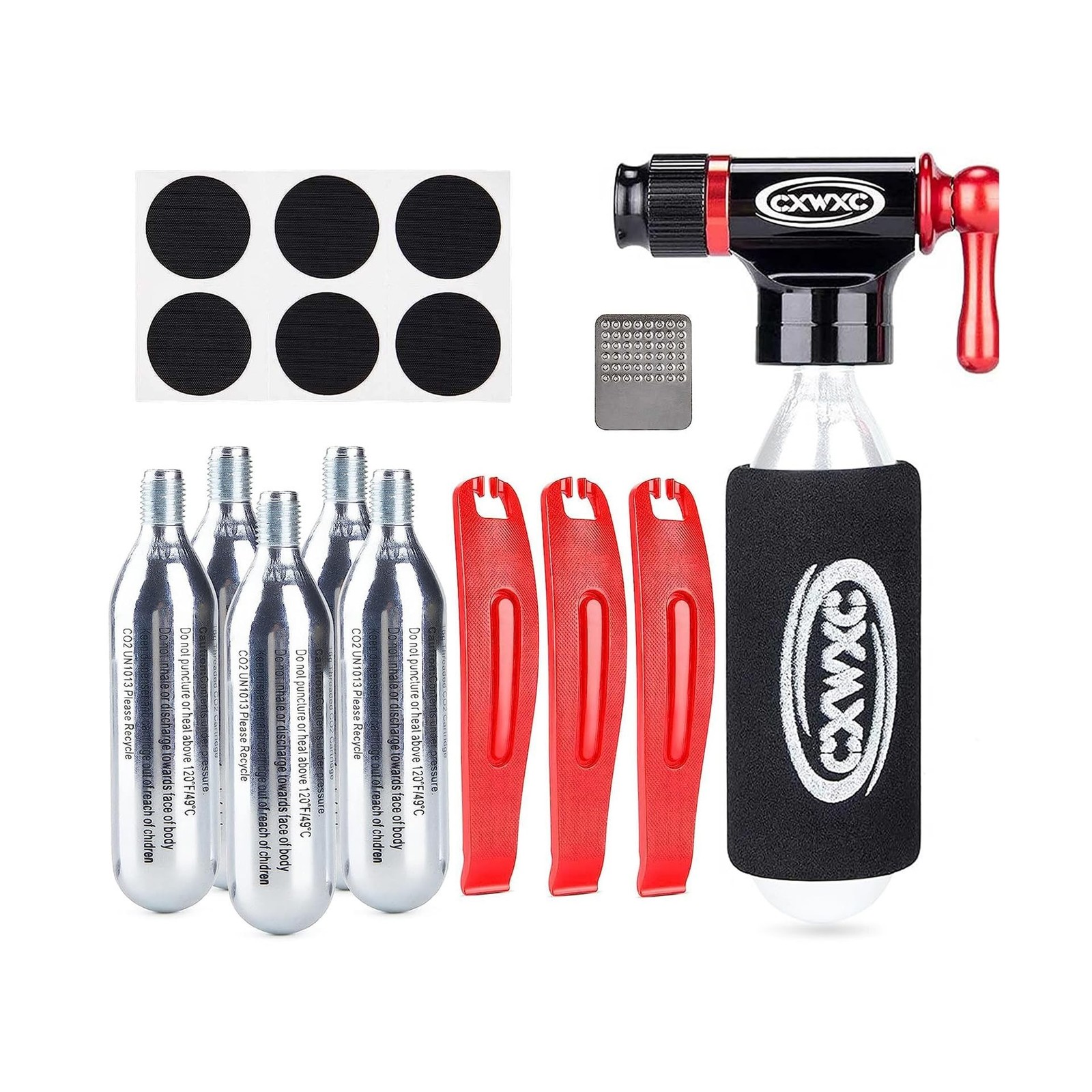 CO2 Inflator Kit with 5 X 16g CO2 Threaded Cartridges- Presta &... USA Fast Ship