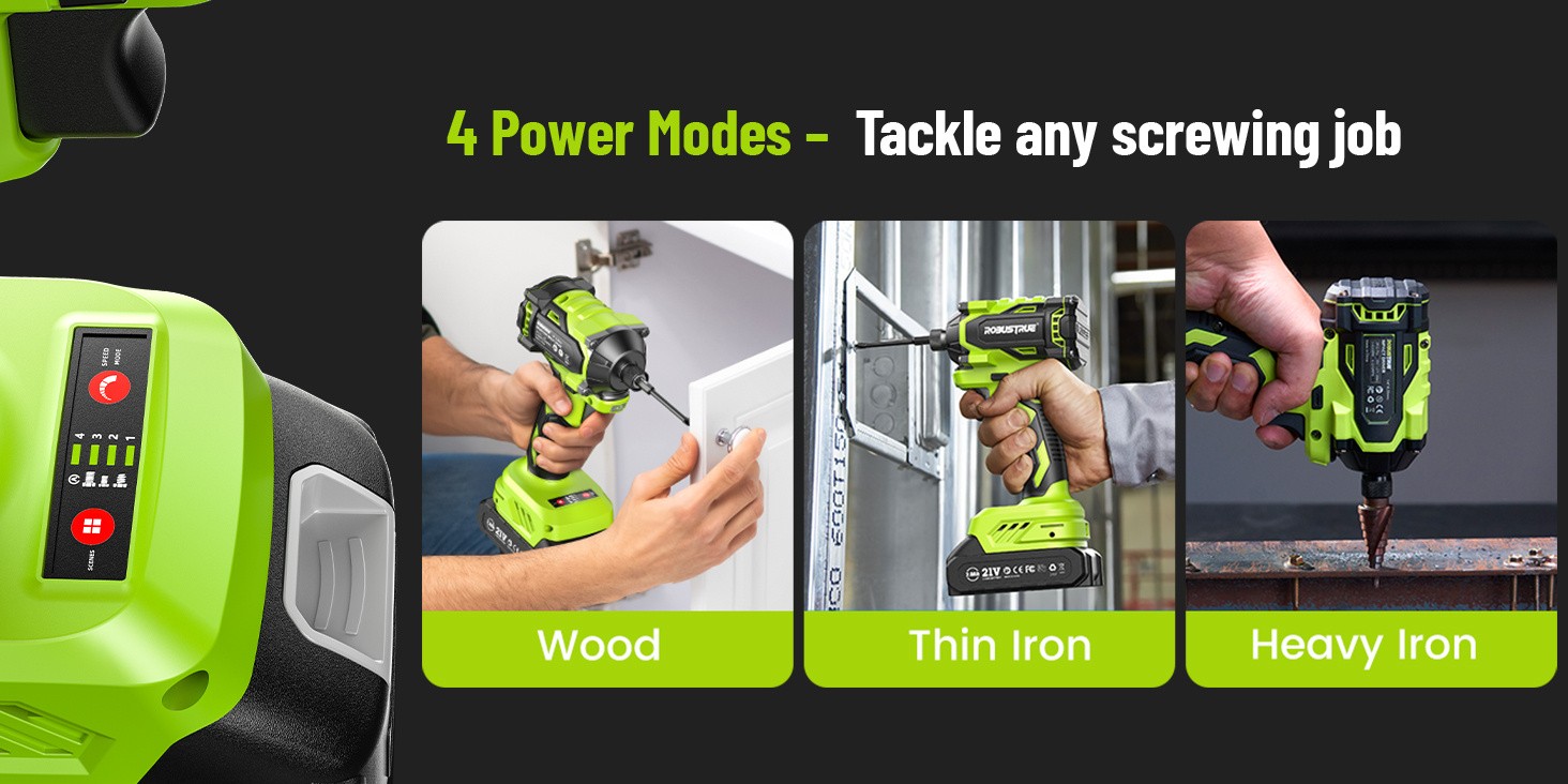 Robustrue 21V Cordless Drill & Impact Driver Combo Tool Set,