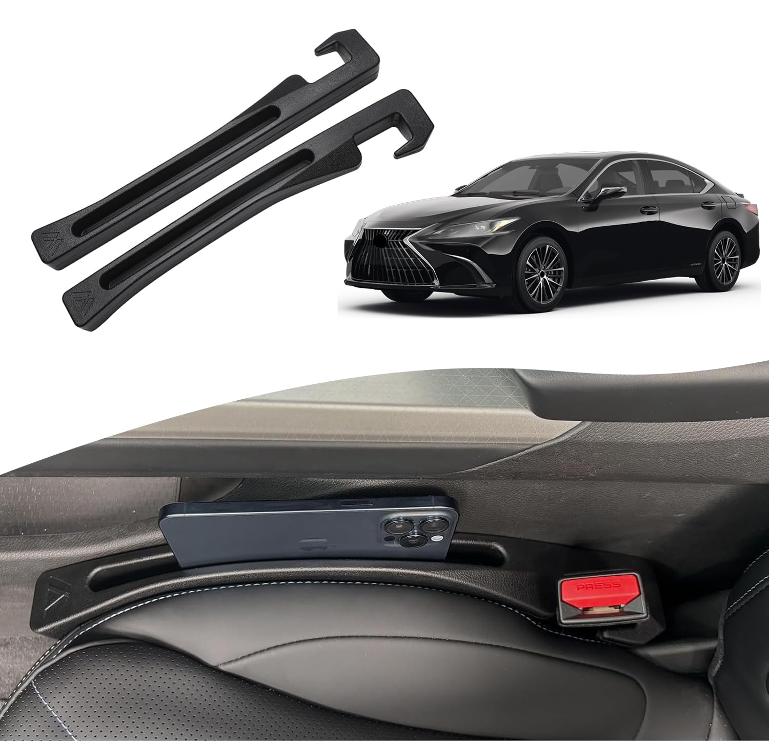 FARVHES Seat Gap Filler for Le-x-u-s ES250/ES300/ES350/ES350h 1990-2026 Black...
