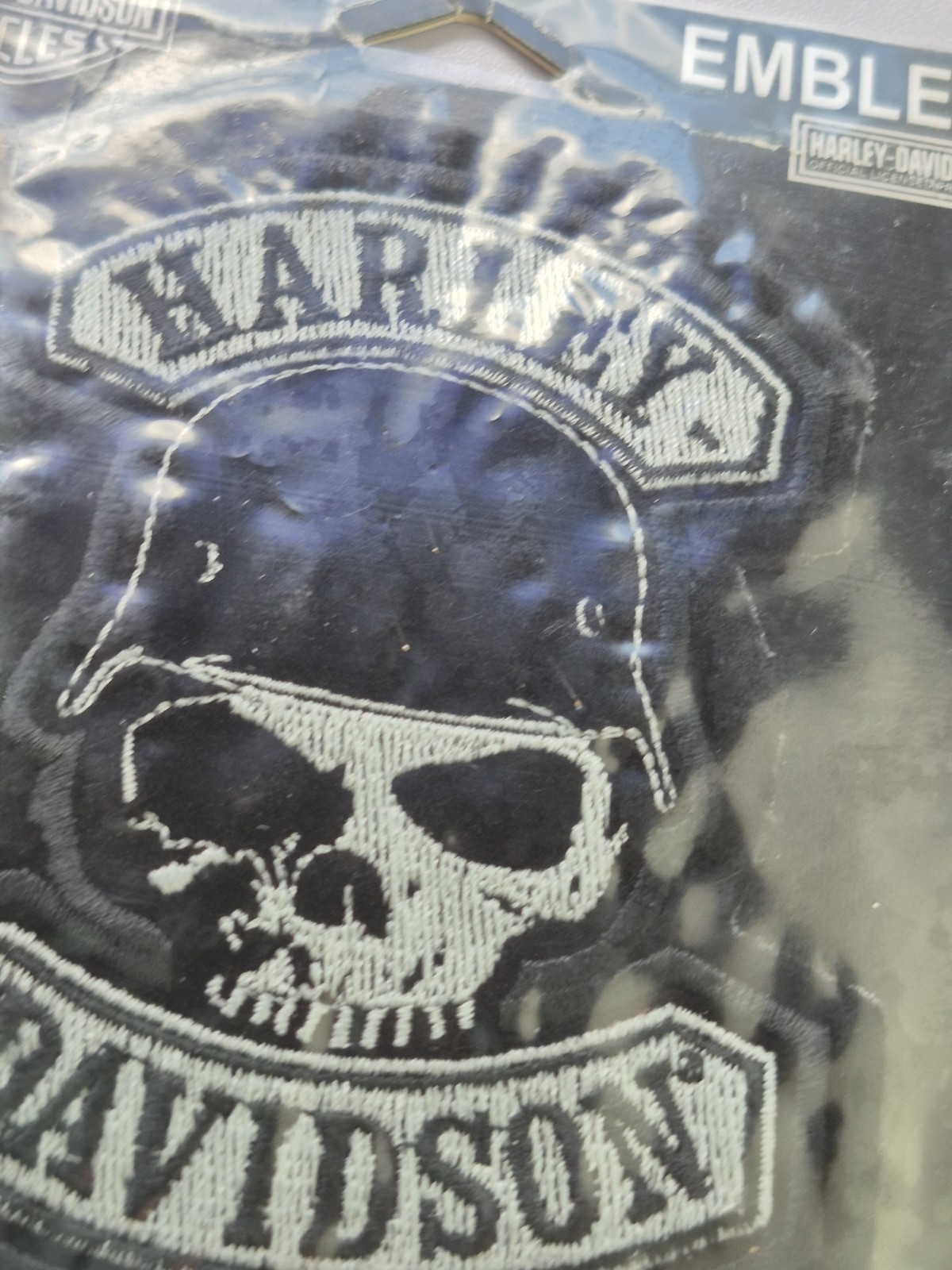 Harley Davidson Emblem Sew On Application Patch Skull Helmet Black White
