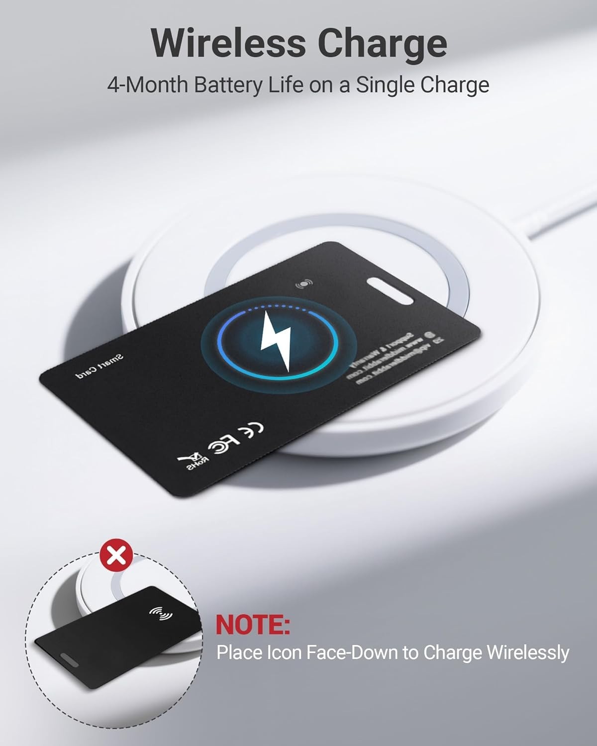 Smart Tracking Card for Android Wallets - GPS Finder with Wireless Charging
