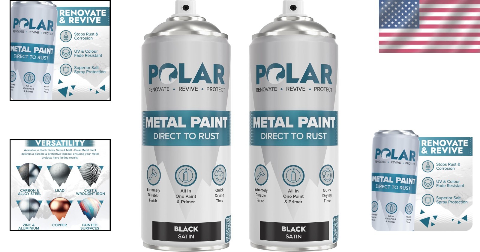 Quick Dry Rust Stop Spray Paint - Black - Metal, Wood