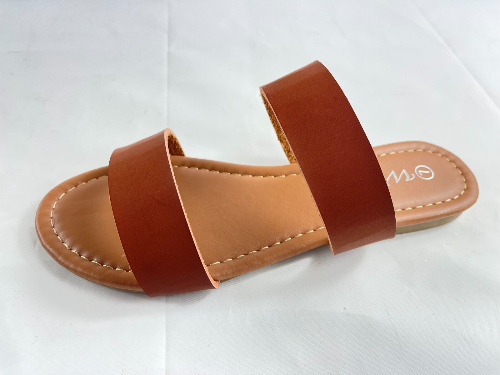 Women fashion  classic flat faux leather two strap sandals shoes on sale